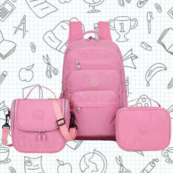 Imagem de Kit Mochila Feminina Escolar Tactel Linda Notebook Leve e Resistente Impermeavel Europelle