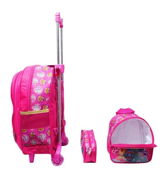 Imagem de Kit Mochila Feminina Infantil Rodinhas Patrulha Canina Sky