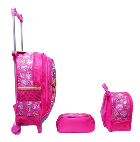 Imagem de Kit Mochila Feminina Infantil Rodinhas Patrulha Canina Sky