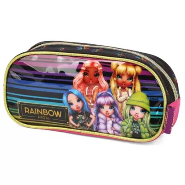 Imagem de Kit Mochila Grande Costas Estojo Escolar Rainbow High Preto