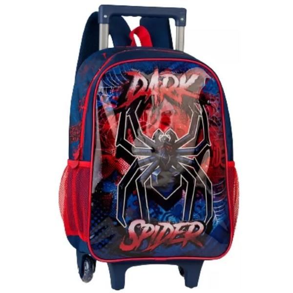 Imagem de Kit Mochila Homem Aranha Spider 2 em 1 Alças Rodinha Tam G Infantil Lancheira Térmica Estojo