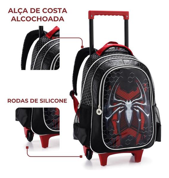 Imagem de Kit Mochila Homem Aranha Spider Rodinhas Infantil Escolar