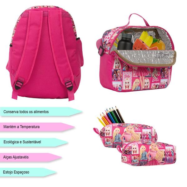 Imagem de Kit Mochila Infantil Barbie Costas Com Lancheira Térmica