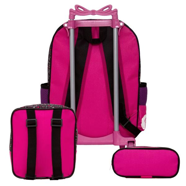 Imagem de Kit Mochila Infantil Barbie Rodinha Estojo Lancheira Rosa