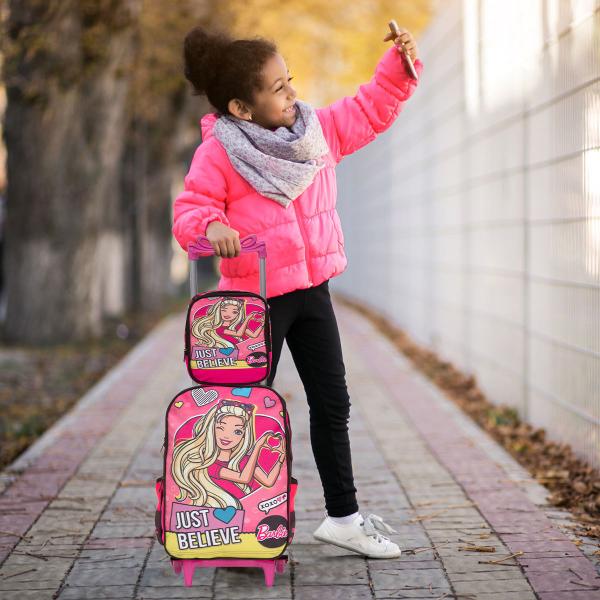 Imagem de Kit Mochila Infantil Barbie Rodinha Pre Escola Envio 24 Hrs