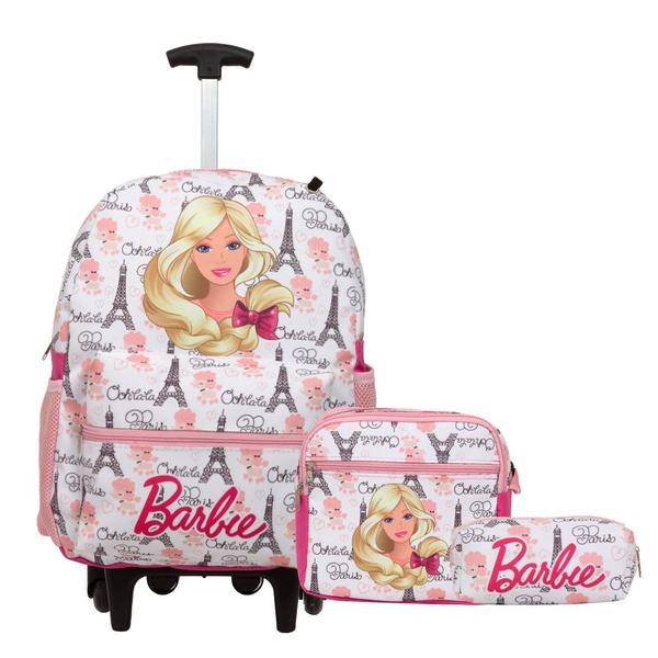 Imagem de Kit Mochila Infantil Barbie Rodinhas Com Lancheira Térmica