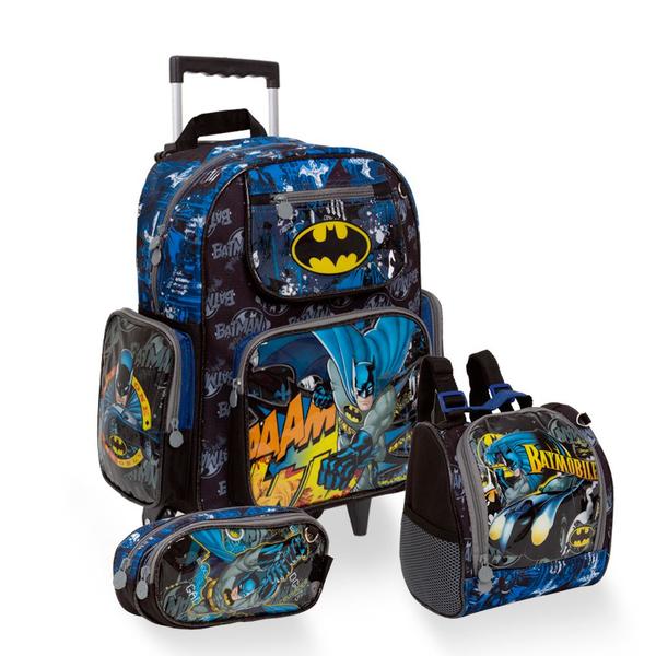 Imagem de Kit Mochila Infantil Batman Com Rodinha + Lancheira + Estojo