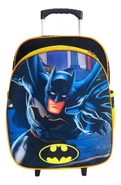 Imagem de Kit Mochila Infantil Batman Morcego Rodinhas Tam G F5