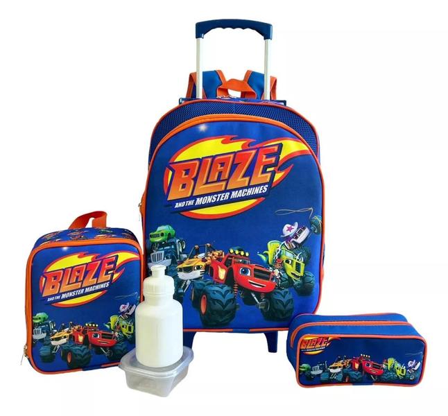 Imagem de Kit Mochila Infantil Blaze Monster Machine Carro Rodinhas G