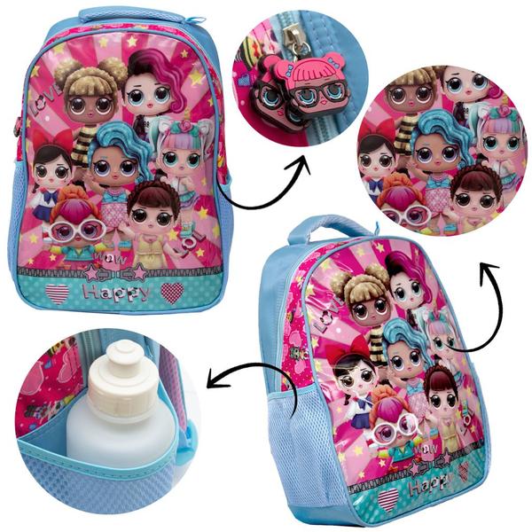 Imagem de Kit Mochila Infantil Bolsa Escolar Lol Surprise de Costas