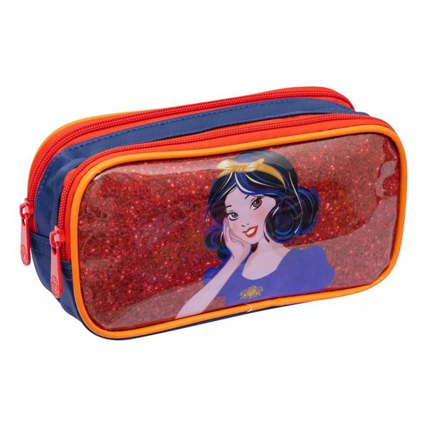 Imagem de Kit Mochila Infantil Branca De Neve Rodinha Escolar Tam G Lancheira Térmica Estojo Duplo