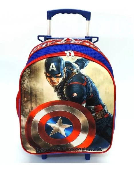 Imagem de Kit Mochila Infantil Capitão América Vingadores Rodinha Tam M F5