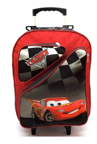 Imagem de Kit Mochila Infantil Carros Mcqueen 2 Bolsos Rodinhas G F5