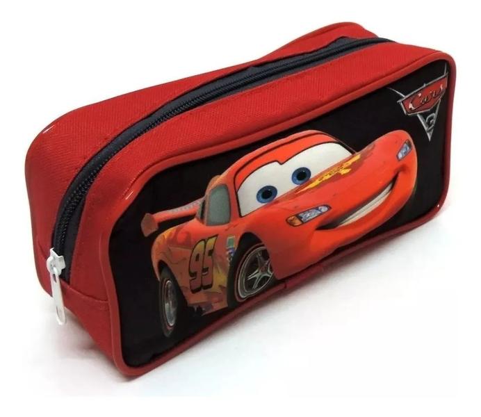 Imagem de Kit Mochila Infantil Carros Mcqueen 2 Bolsos Rodinhas G F5