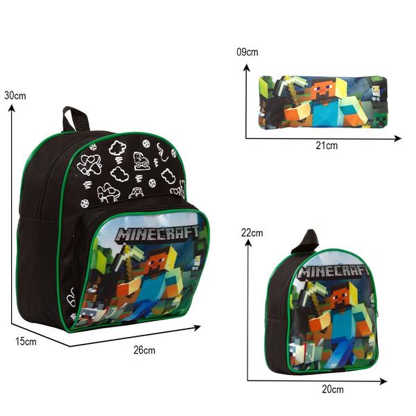 Imagem de Kit Mochila Infantil Costas Estampa Minecraft Volta As Aulas