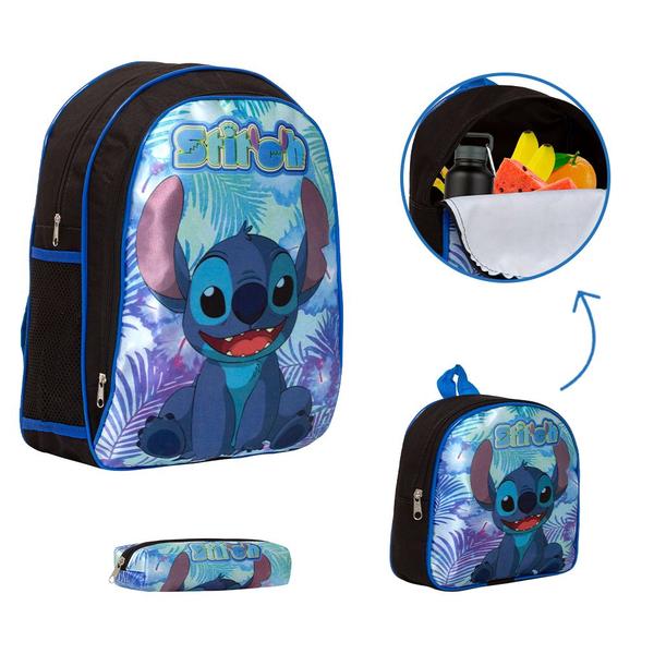 Imagem de Kit Mochila Infantil Costas Stitch Cor Preta Envio Imediato