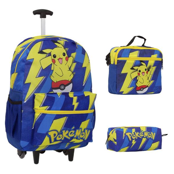 Imagem de Kit Mochila Infantil de Carrinho Pokémon + Lancheira Térmica