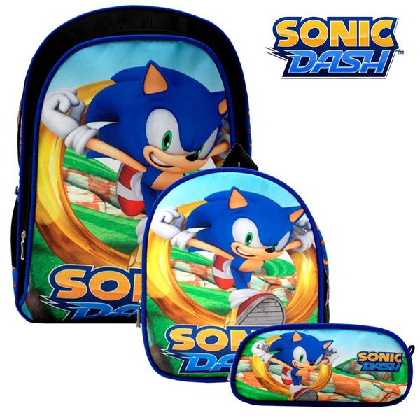 Imagem de Kit Mochila Infantil de Costas Menino Jogo Sonic Toys 2U