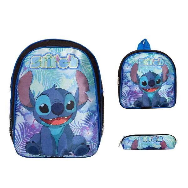 Imagem de Kit Mochila Infantil De Costas Stitch Menino Volta As Aulas