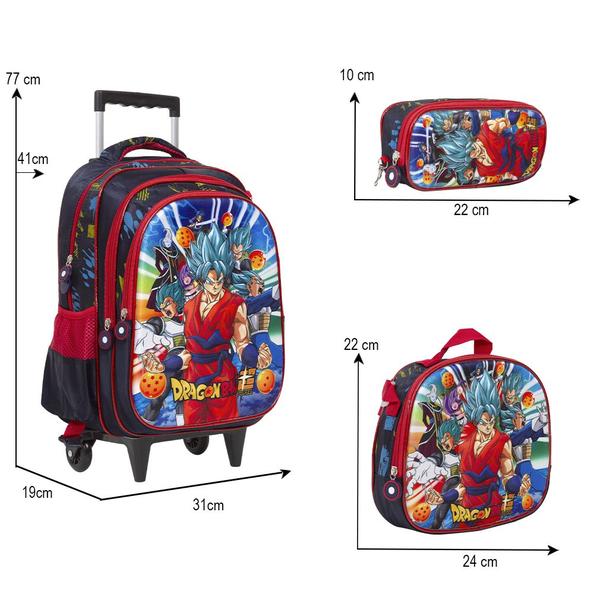 Imagem de Kit Mochila Infantil De Rodinha Dragon Ball 3D Com Lancheira