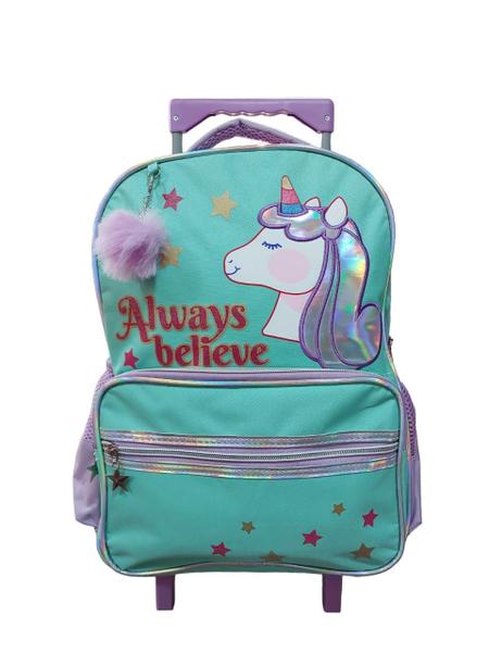 Imagem de Kit Mochila Infantil De Rodinha Lancheira e Estojo Unicórnio Yins YS42184-MC