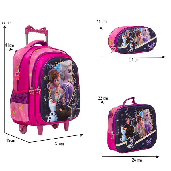 Imagem de Kit Mochila Infantil De Rodinhas Feminina Frozen Personagens