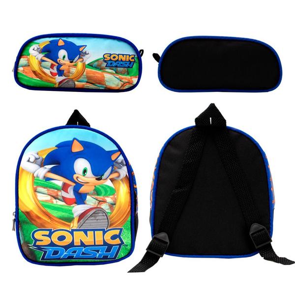 Imagem de Kit Mochila Infantil de Rodinhas Menino Jogo Sonic Toys 2U