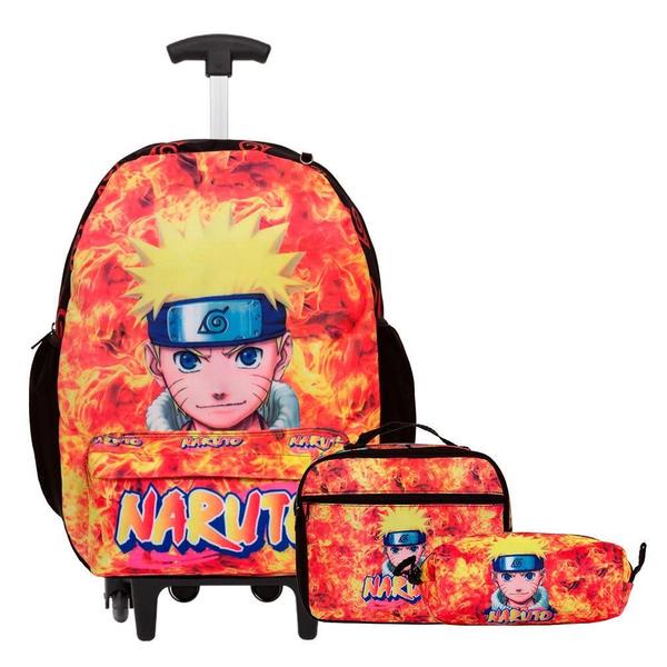 Imagem de Kit Mochila Infantil De Rodinhas Naruto Juvenil + Lancheira