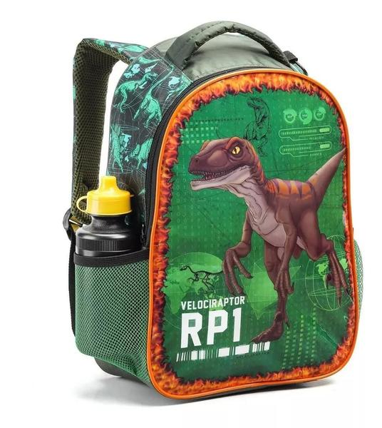 Imagem de Kit Mochila Infantil Dinossauro Rex Costas Seanite G Azul