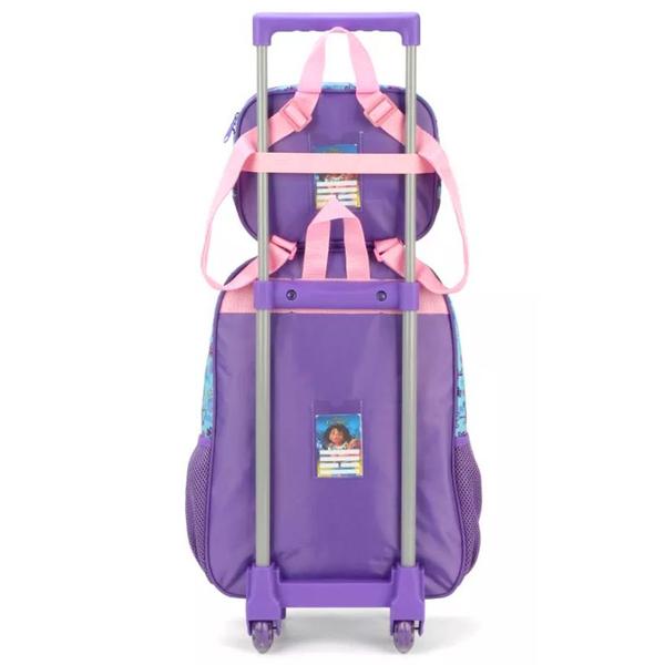 Imagem de Kit Mochila Infantil Disney Encanto Rodinhas Tam G Lancheira Térmica Potinho Garrafinha