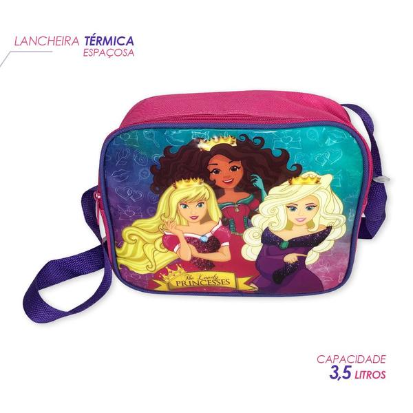 Imagem de Kit Mochila Infantil Escolar com 3 peças Princesas Rosa