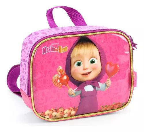 Imagem de Kit Mochila Infantil Escolar Desenho Masha E Urso Rodinhas G