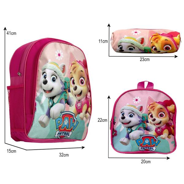 Imagem de Kit Mochila Infantil Escolar Feminina Patrulha Canina Rosa