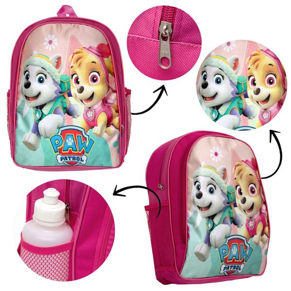 Imagem de Kit Mochila Infantil Escolar Feminina Patrulha Canina Rosa