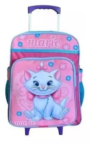 Imagem de Kit Mochila Infantil Escolar Gatinha Gata Marie Rodinha G F5