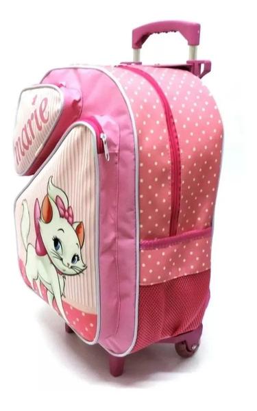 Imagem de Kit Mochila Infantil Escolar Gatinha Marie Rodinha 2bolso F5