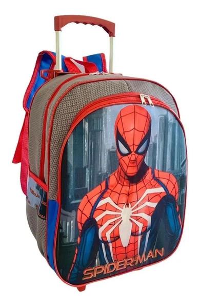 Imagem de Kit Mochila Infantil Escolar Homem Aranha Rodinhas Tam G F5