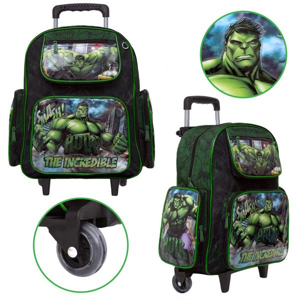 Imagem de Kit Mochila Infantil Escolar Hulk Preta de Rodinha Toys 2U