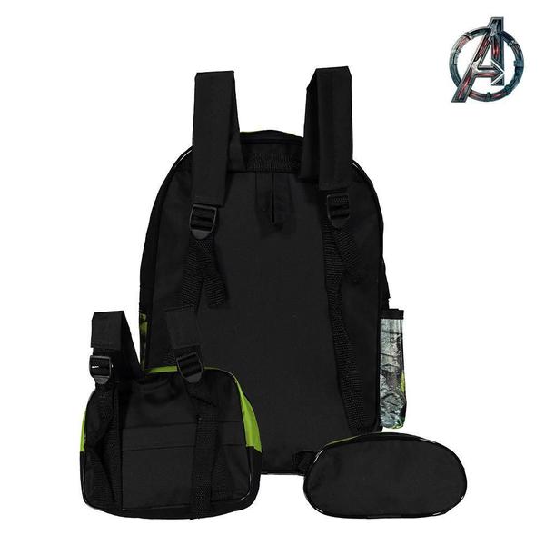 Imagem de Kit Mochila Infantil Escolar Incrível Hulk Marvel De Costas