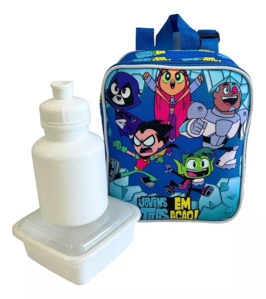 Imagem de Kit Mochila Infantil Escolar Jovens Titans Em Ação Rodinha G