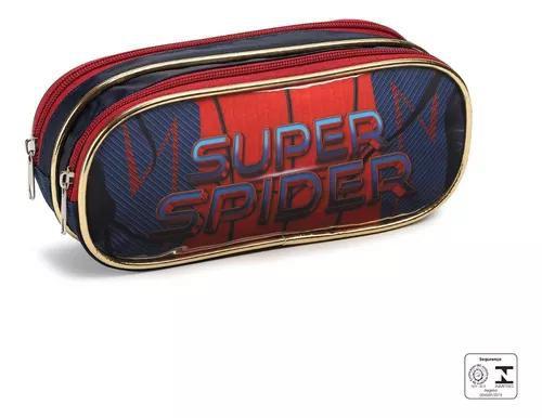 Imagem de Kit Mochila Infantil Escolar Masculina Spider Aranha Rodinha