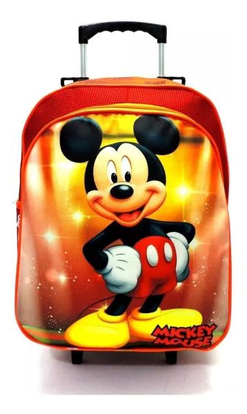 Imagem de Kit Mochila Infantil Escolar Mickey Mouse Rodinhas Tam M F5