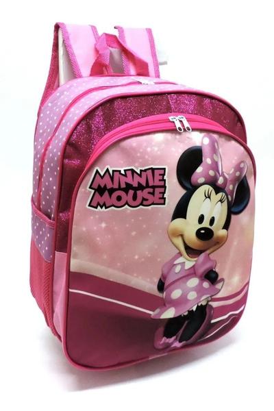 Imagem de Kit Mochila Infantil Escolar Minnie Glitter Costas Tam G F5