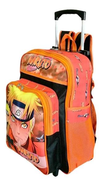 Imagem de Kit Mochila Infantil Escolar Naruto Bolso Rodinhas M F5