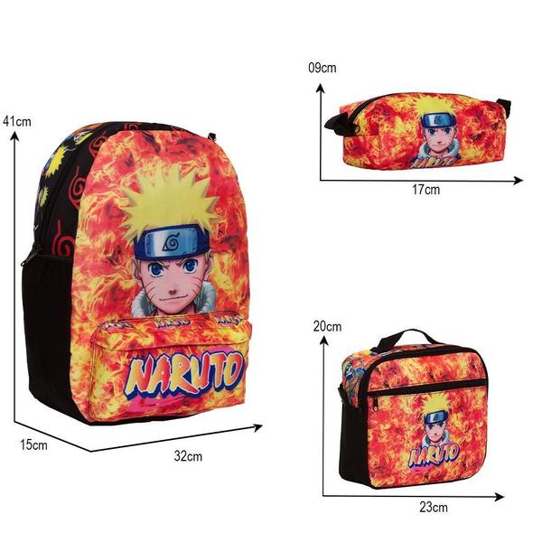 Imagem de Kit Mochila Infantil Escolar Naruto Costas Lancheira Estojo