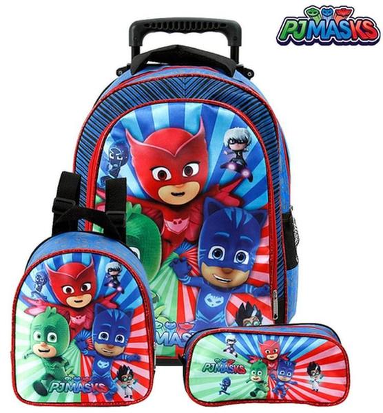 Imagem de Kit Mochila Infantil Escolar Pj Masks Com Rodinhas