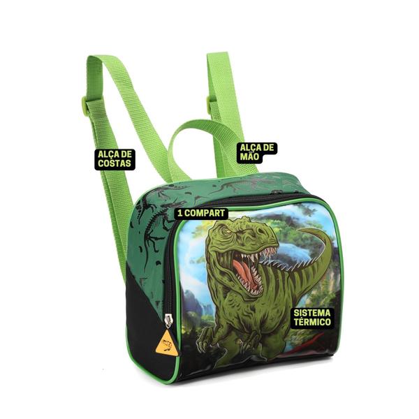 Imagem de kit Mochila Infantil Escolar Rodinha Dinossauro Lancheira Estojo