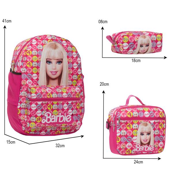 Kit Mochila Infantil Feminina Barbie Juvenil Lancheira Rosa - TOYS 2U Imagem de Kit Mochila Infantil Feminina Barbie Juvenil Lancheira Rosa