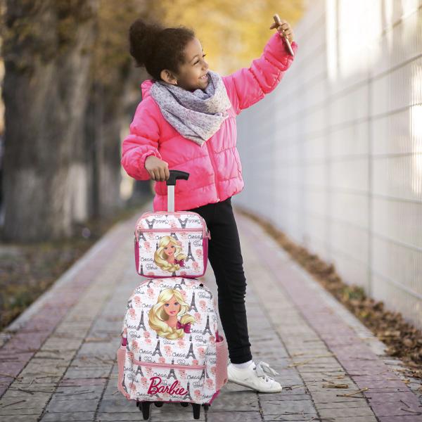 Imagem de Kit Mochila Infantil Feminina Barbie Rodinha Escola Menina