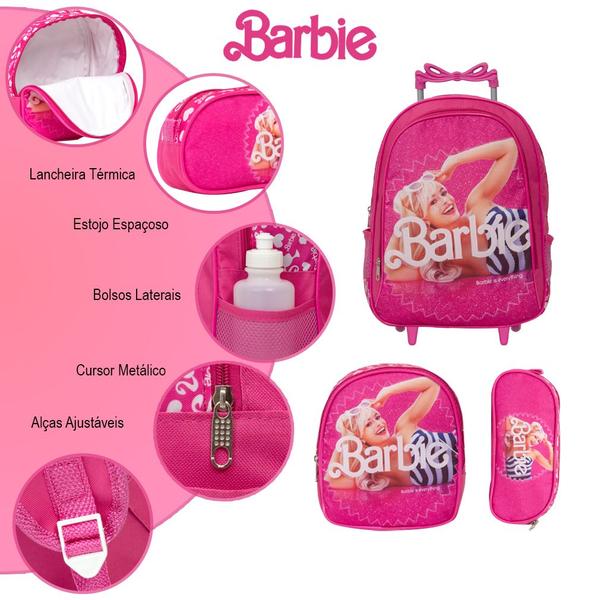 Imagem de Kit Mochila Infantil Feminina Rodinha Barbie Filme Lancheira